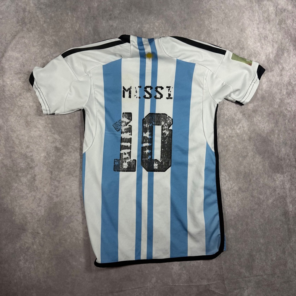 Adidas Argentina Messi 10 Kids Soccer Jersey Blue White Striped Size 10 Youth